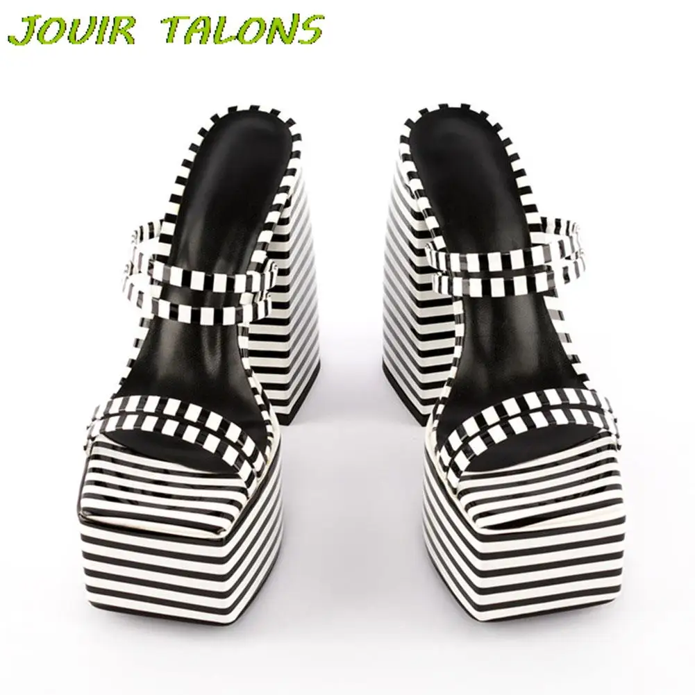 2022 New Brand Design Summer Mules Chunky Platform High Thic Heels Open  Square Toe Elegant Comfy Walking Women Outside Slippers - Pumps - AliExpress