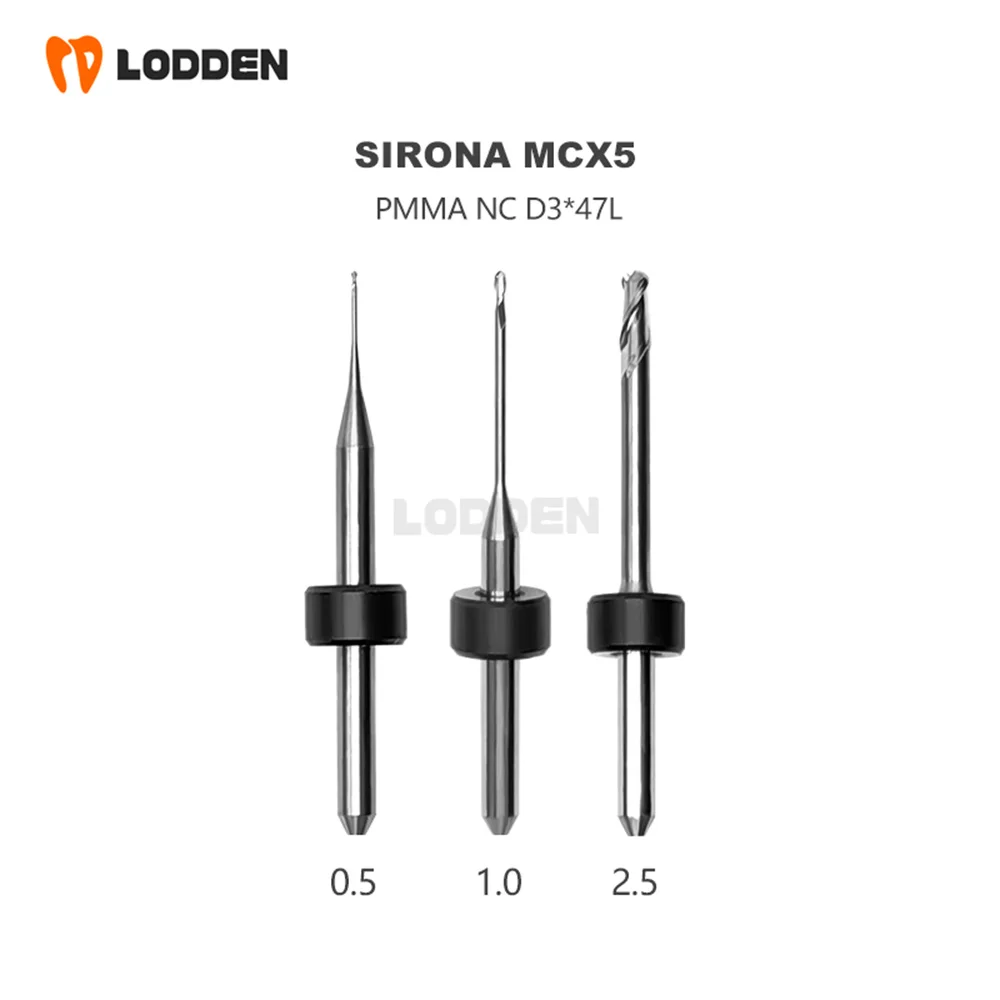 

Dental Lab Milling Burs Precision Tool Fit for Sirona MCX5 Drills Shank 3MM Size 0.5 /1.0 /2.5 For PMMA Dentistry Equipment