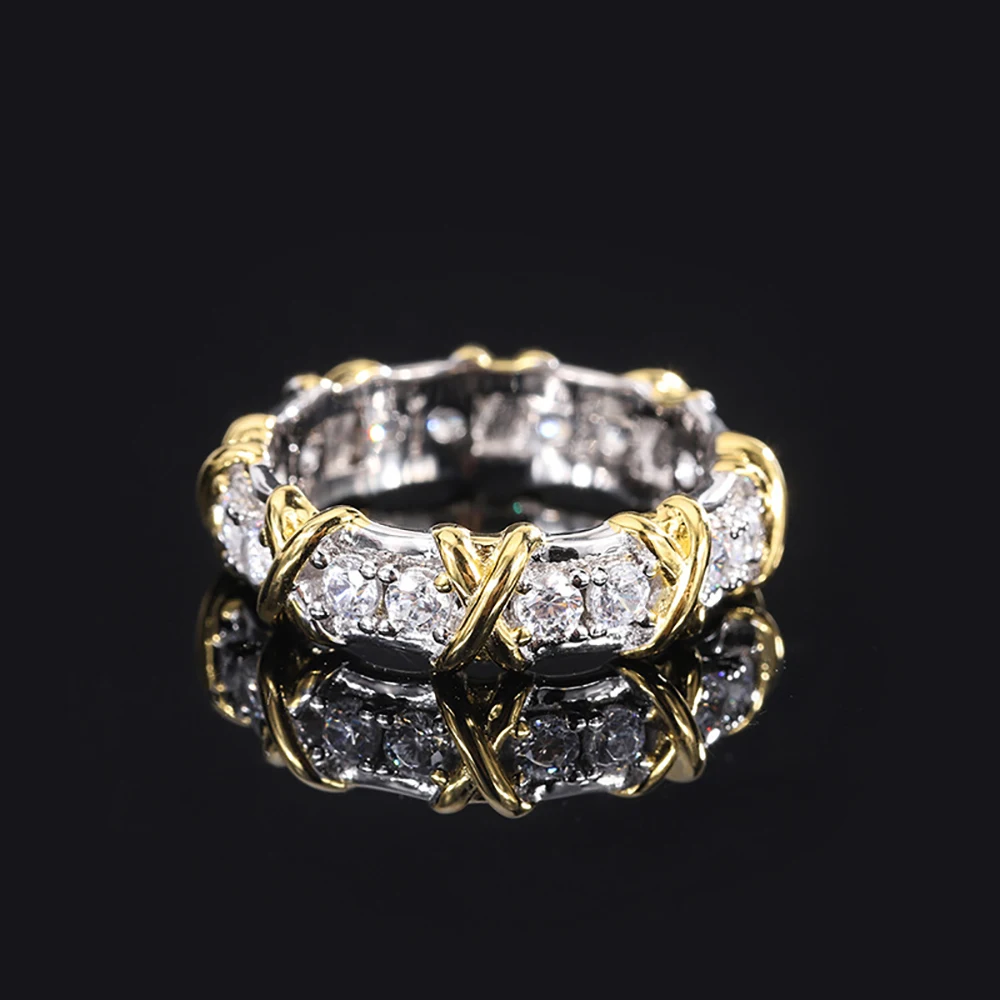 Women's Luxury 100% 925 Sterling Silver High Carbon Diamond Rings Wedding Engagement Bands Cocktail Party Fine Jewelry Lady Gift