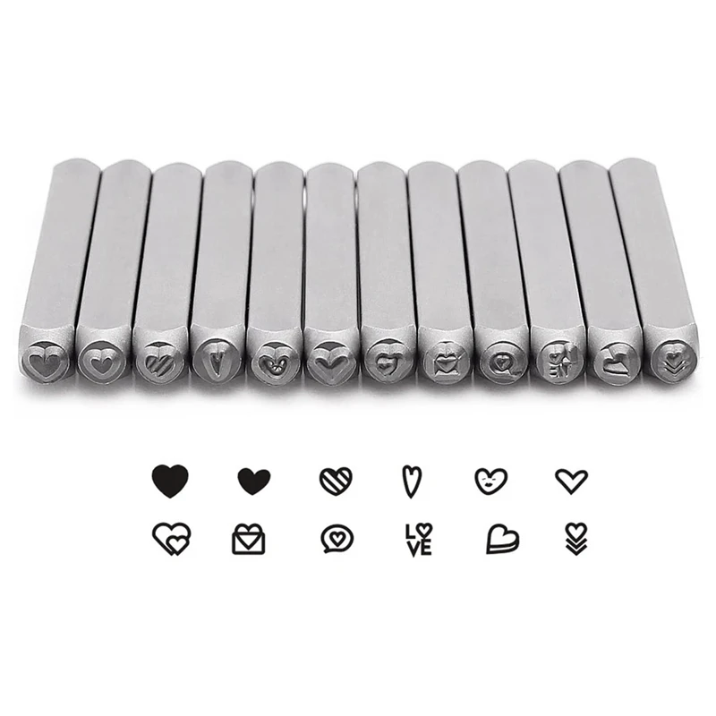금속 펀칭용 스탬프 키트, 12 피스 금속 스탬프 세트, 3mm (1/8 인치)