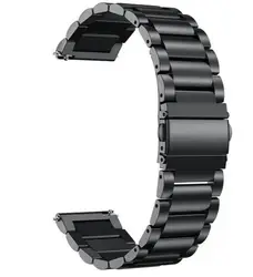 Premium Stainless Steel Watch Band - 22mm Adjustable Metal Strap for 20MM Width (Black)