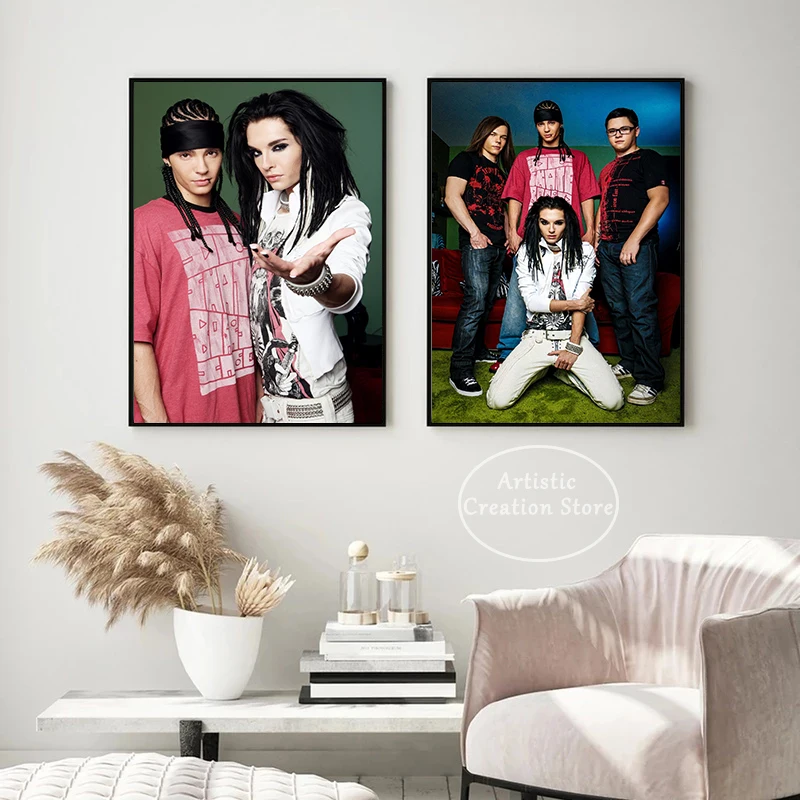 T-Tokio Hotel canvas Posters Bill Kaulitz Tom Singer German Band Monsoon Music Prints Wall Art Pictures Bedroom Club Home Decor