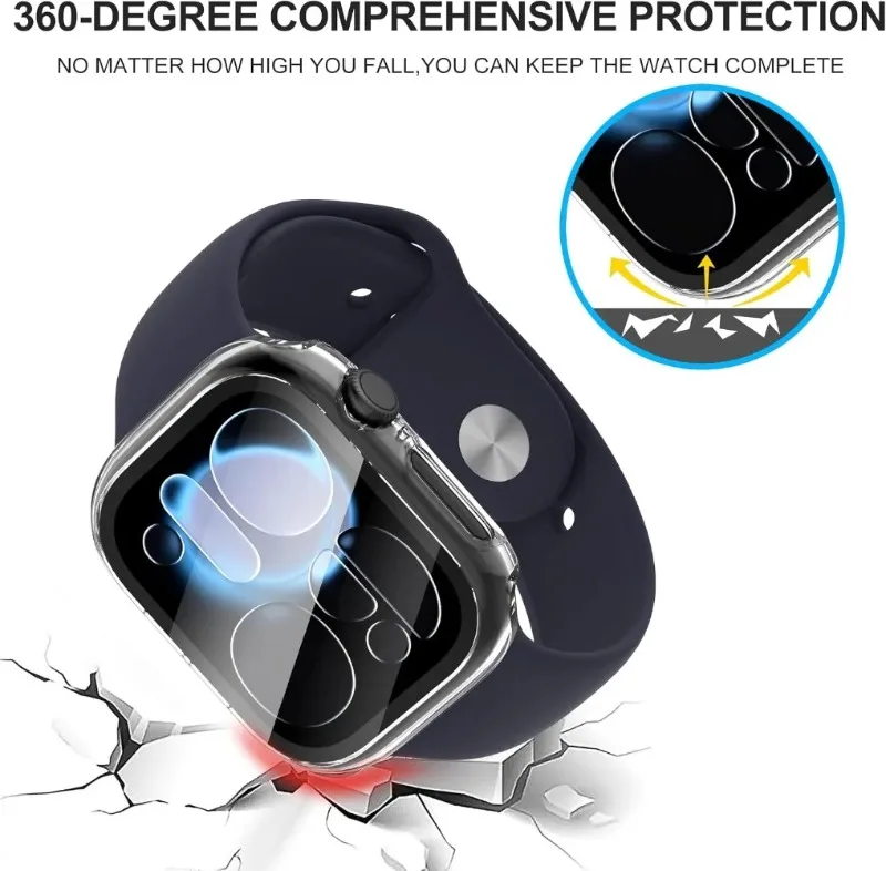 Durable Tempered Glass Screen Protector with Hard Bumper Cover for Smartwatch - Scratch-Resistant Protective Case