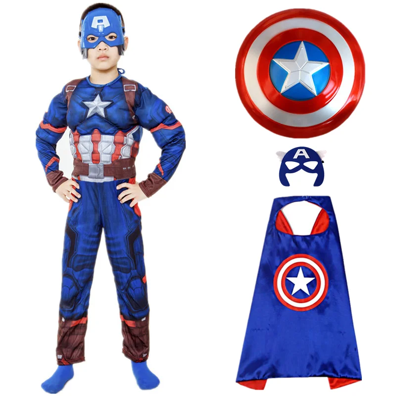 Боди и перчатки с супергероями Captain America детский косплейный костюм для Хэллоуина
