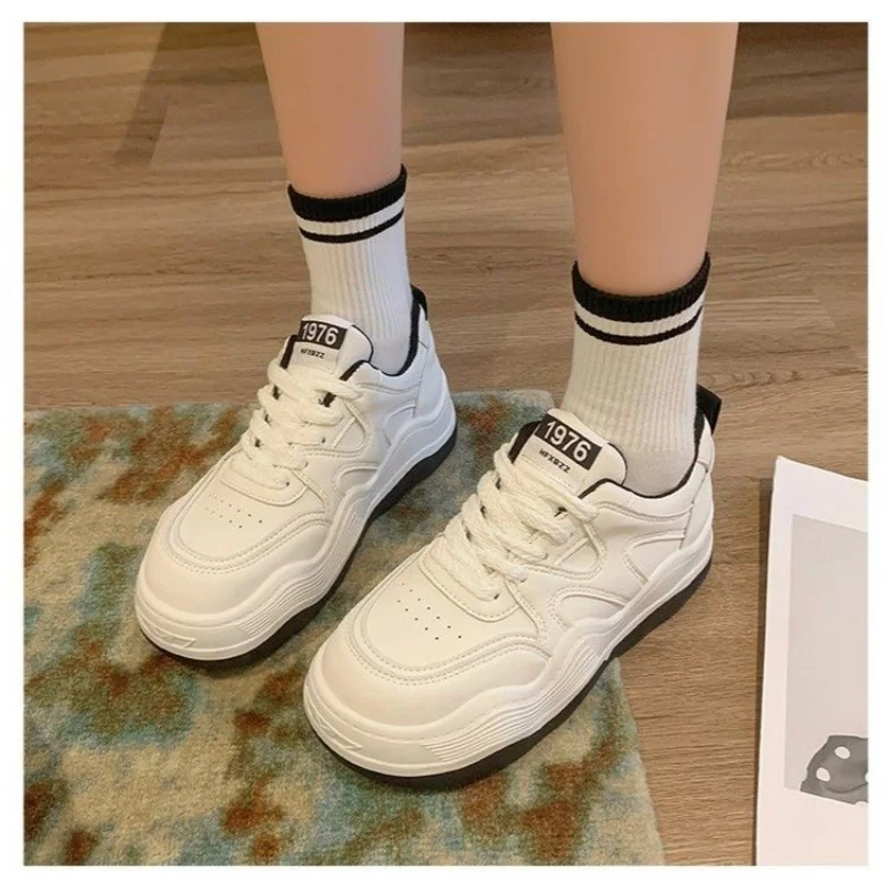 

Women's Shoes Are Breathable, Lightweight, and Fashionable in 2024 New Small White Shoes with Thick Soles and Elevated Height, C