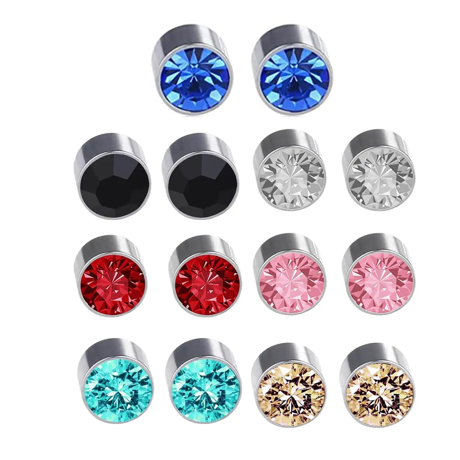 Slimming Detox Magnetic Ear Studs Men Women Stud Earrings Round Magnet Crystal Stone Earring No Ear Hole Nails