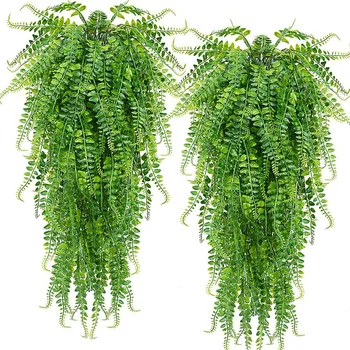 Persian fern Leaves Vines Home Room Decor Hanging Artificial Plant Plastic Leaf Grass Wedding Party Wall Balcony Decoration 1