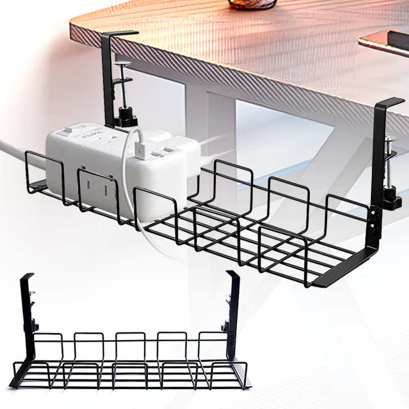 

Under Table Storage Rack No Drilling Extendable Cable Management Cable Tray Home Office Desk Wire Organizer Kitchen Storage
