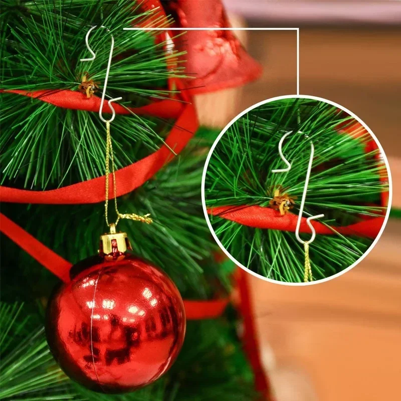 Christmas Decorations Christmas Ornament S-Shaped Metal Hook Holder 100/10PCS Xmas Tree Balls Pendant Hanging Hooks New Year Party Decoration Supplies
