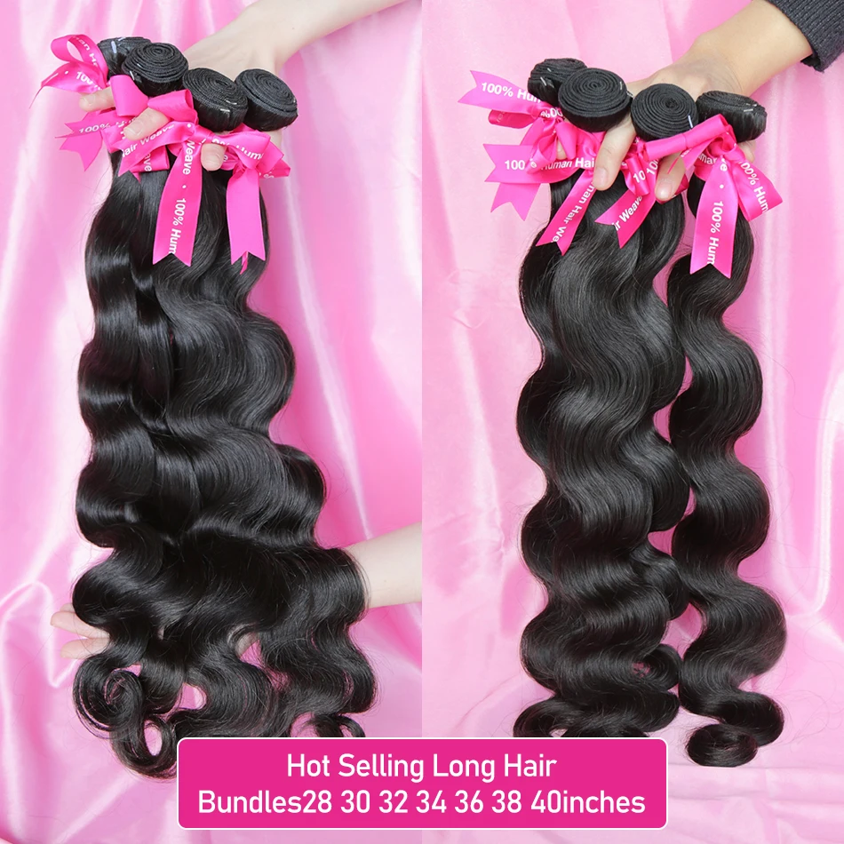 28 30 40 Inch Brazilian Hair Weave Bundles Body Wave Human Hair Bundles Water Wave Extensions 2 3 4 Deal For Women