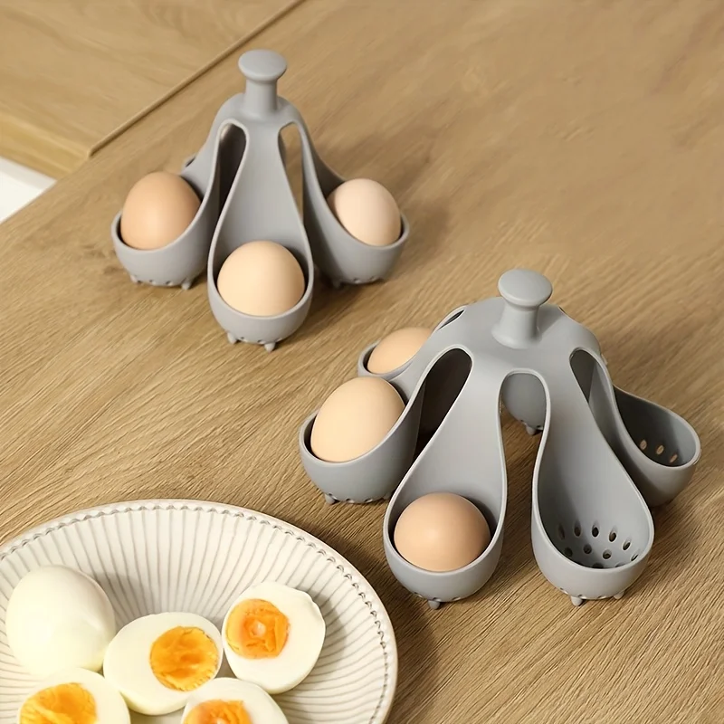 Soporte para 4/6 Huevos, Cocedor de Huevos de Silicona Resistente a Altas Temperaturas para Cocina Casera - Ideal para Cocinar Huevos al Vapor para el Desayuno Familiar