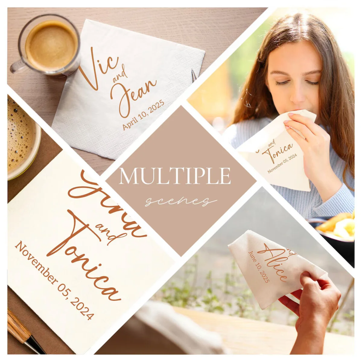 Personalized Wedding Paper Napkins Multi-colored Monogram Printed Napkins For Cocktail Party Anniversary Christmas Decor paper napkins