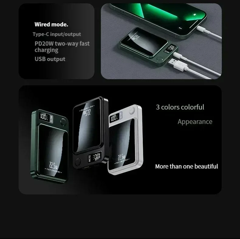 Magnetic Power Bank 100000mah Wireless Fast Charger For Iphone_voghion.com
