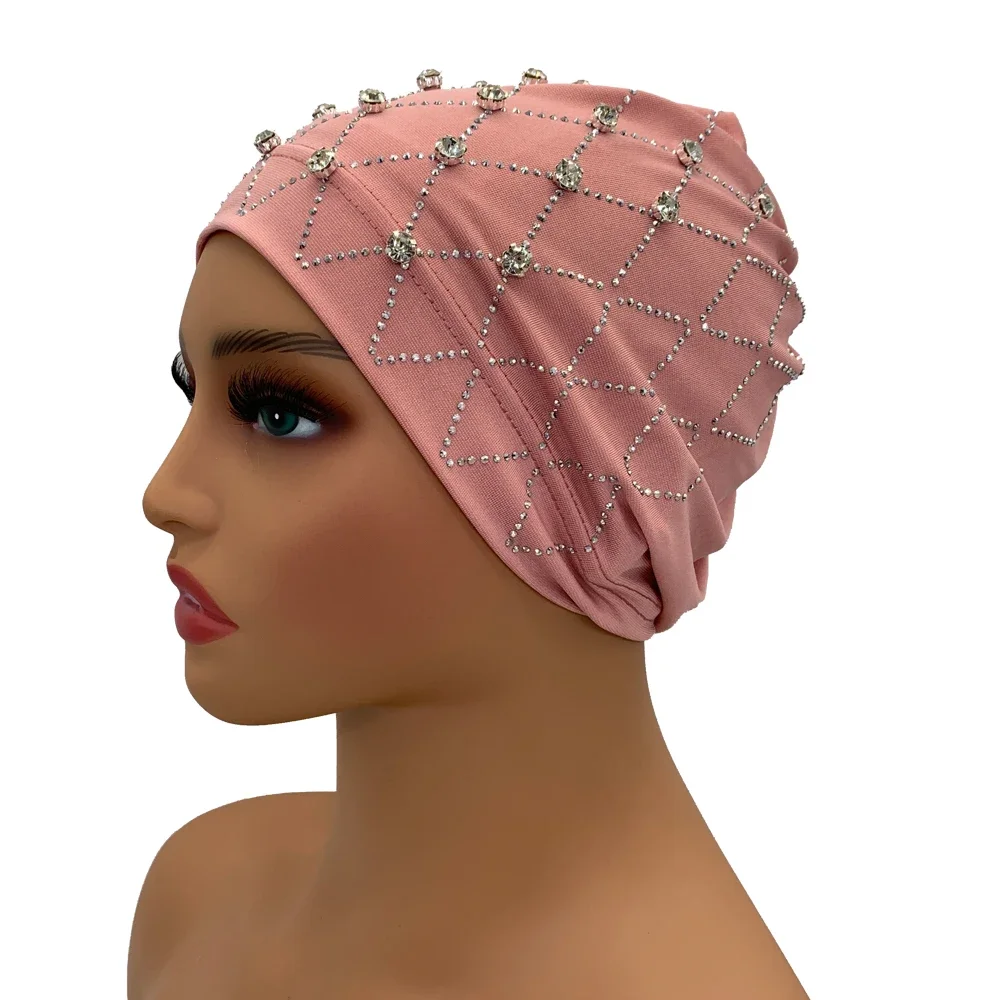 Muslim Inner Hijabs Islam Under Scarf Cap Stretchy Headscarf Bonnet Turbante Mujer Rhinestone Head Wraps for Ramadan Women