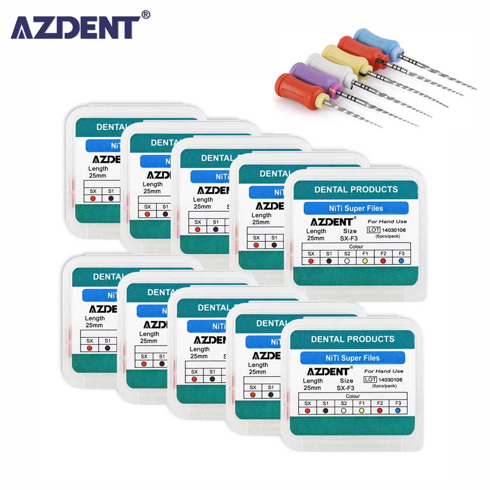 

10Box/Set AZDENT Dental Endodontic Hand Use Heat Activated Rotary File NiTi SX-F3 25mm Root Canal Super Files