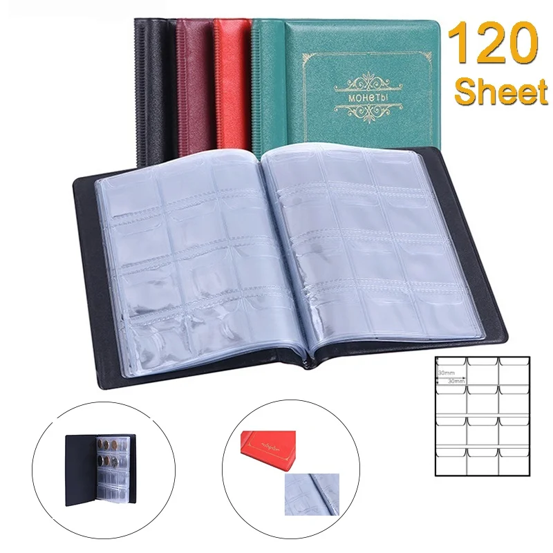 

120 Sheets Coin Holder 4 Colors Coin Album Portable Album Coin Penny Money Storage Book Case Folder Collection Collecting