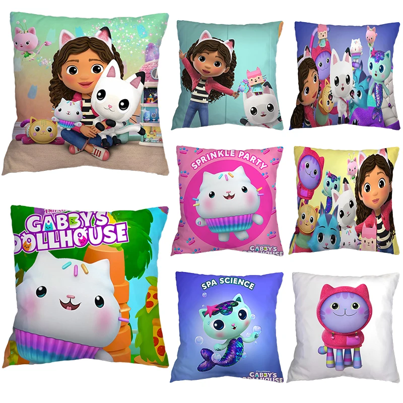 Kids Gabbys Dollhouse Gabby Cats Pillow Case Cushion Cover 45x45cm Pillow Cover Decorative Pillows Pillowcase no cushion cover pillow case cover