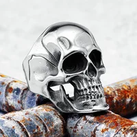 Terminator Skull 316L Stainless Steel Mens Rings Punk Hyperbole Skulls for Male Boyfriend Biker Jewelry Best Gift Dropshipping 1