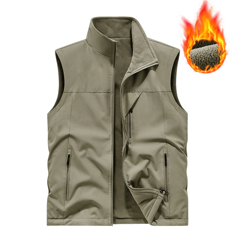 Leather Fishing Vest for Men Autumn Winter