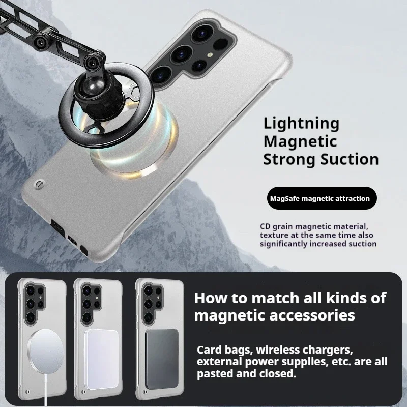 Sleek Metallic Paint Finish for Magnetic Smartphone Case - Borderless Cooling Design