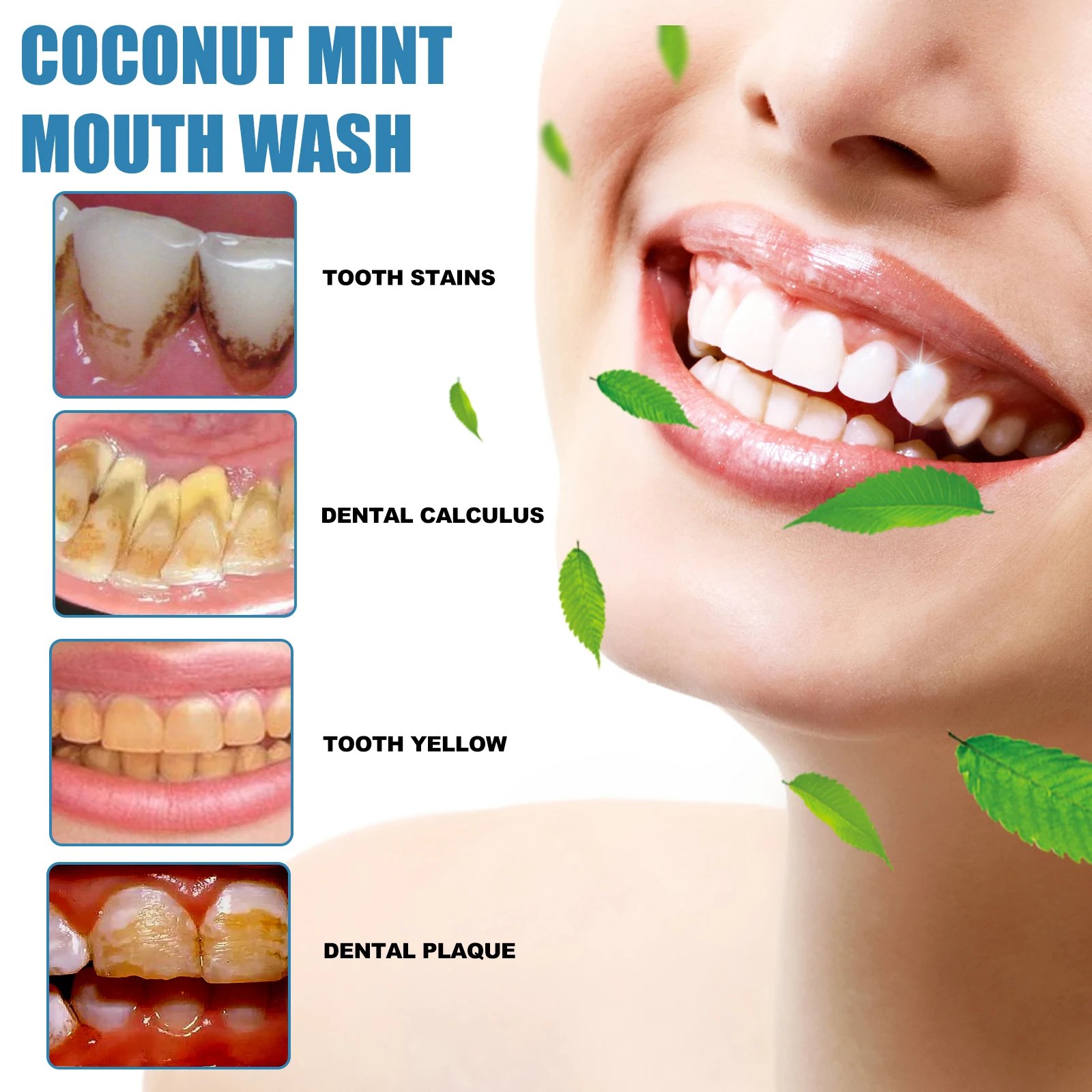 Mint Mouthwash with Tongue Scraper to Clean Mouth Whiten Teeth Remove Dental Calculus Tongue Cleaning and Oral Care Tools
