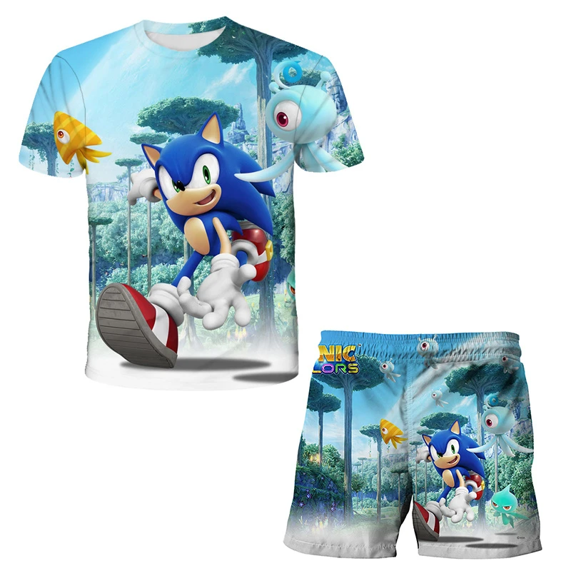 newborn baby clothes set for hospital Kids super sonic Suit Children Boys And Girls Sonic 2 Summer T Shirt Sets Pants 2pcs Children short Sleeve Clothing 4 5 6 7-14Y cute baby suit