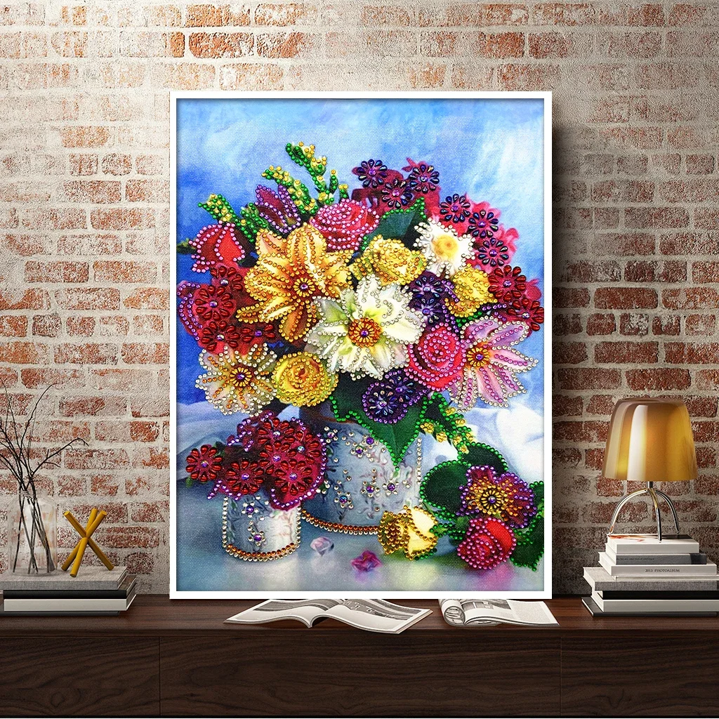Colorful Flower Special Shaped 5D DIY Diamond Painting Embroidery Rhinestone Partial Drill Cross Stitch Kits Crystal Home Decor diamond painting