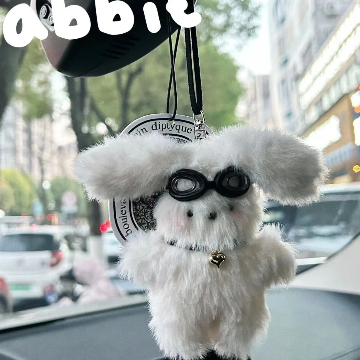 8cm Plush Rabbit Pendant Soft Lovely White Bunny Wear Glasses Plushies Ornament Keychain Car Backpack Decor Stuffed Doll Toy