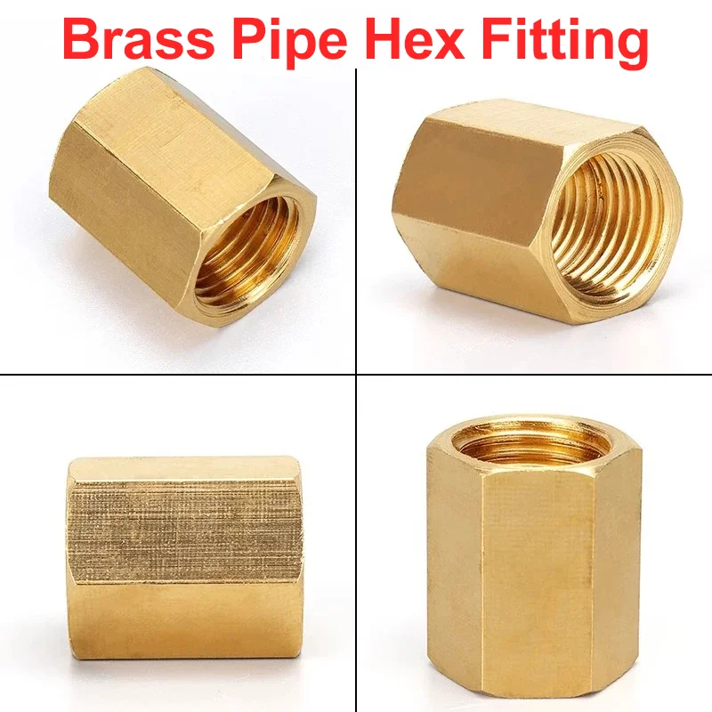 

10/50/200 Pcs Brass Pipe Nipple Fitting 1/8" 1/4" 3/8" 1/2" 3/4" BSP Female Thread Hex Nut Rod Connector Coupling