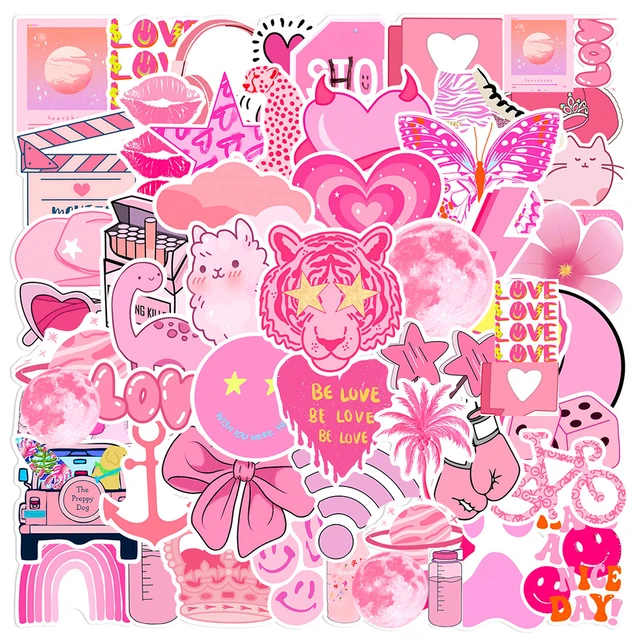 10/50PCS Love Heart Stickers for Lovers Gifts Pink Kawaii Decals