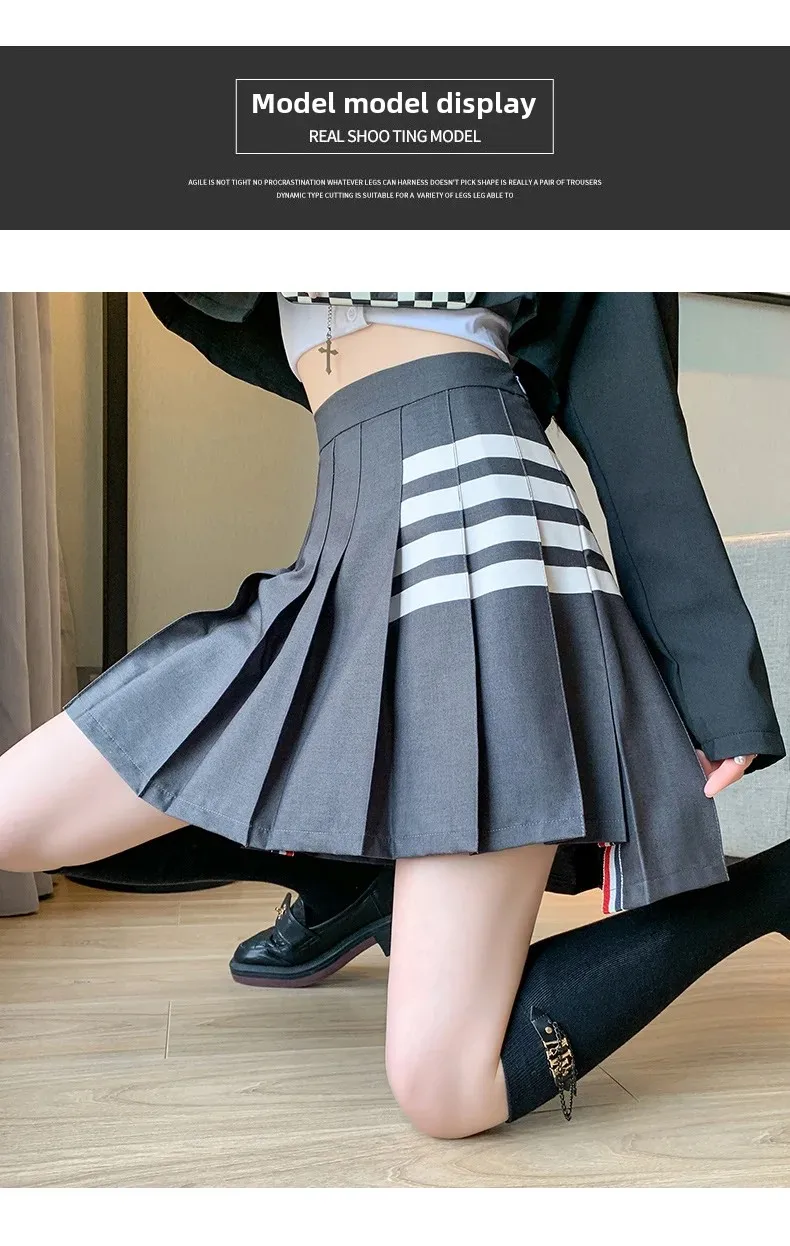 High-Waisted Mini Dress Slimming A-Line Skirt TBHigh-Waisted Quartet Pleated Dress