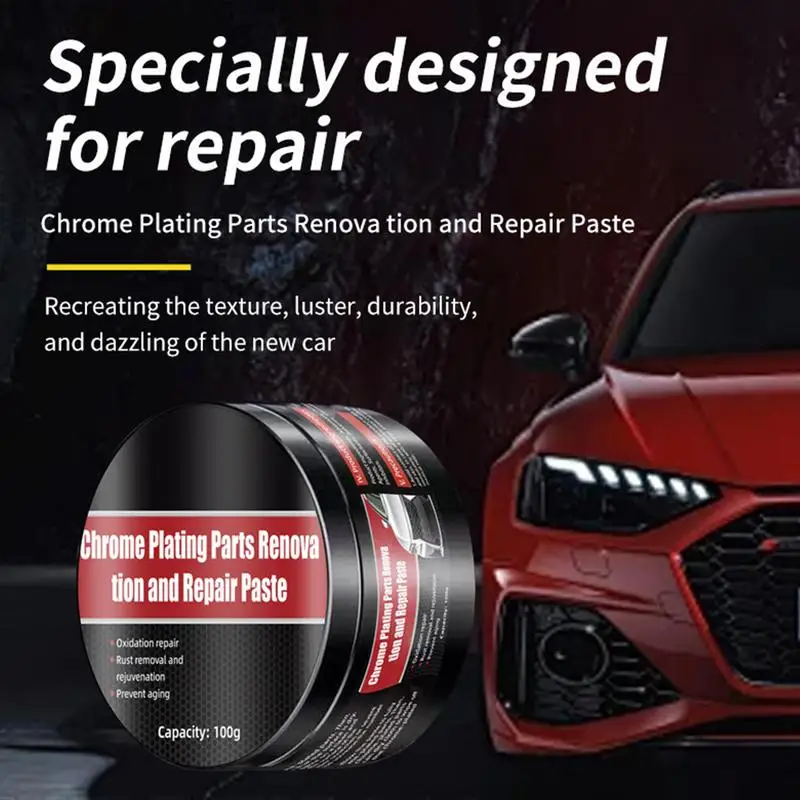 100g Chrome Cleaner and Polish Chrome Reconditioning Cream Automotive Tarnish Remover Repair Agent for Door Handle Window Strip