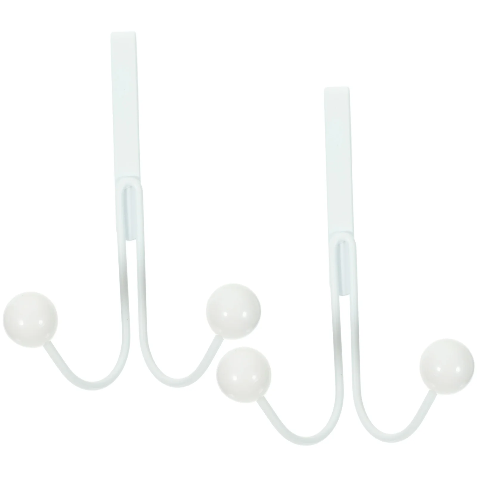 

2 Pcs No Punching Double Hook Coat Hangers Towel Rack over Door Mount Hooks Iron Plastic Beads Punch-free