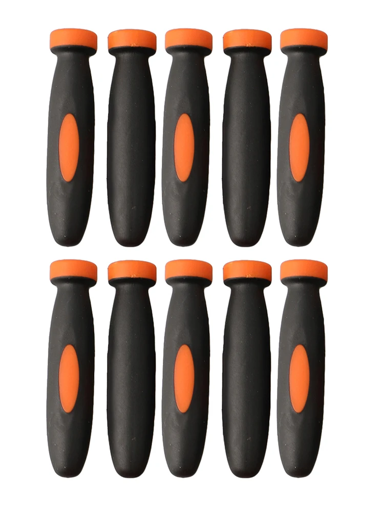 

Practical Top Sale Durable High Quality Home Handles File Rubber Files Handles Smooth 10Pcs Black+Orange Parts