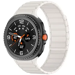 Enhanced Sports Silicone Magnetic Replacement Watch Strap, Compatible with Samsung Galaxy Watch Series - Watch 8 Classic 46mm (Starlight color)