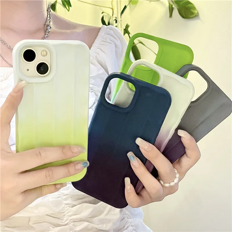 Cute Luxury Gradient Vertical Bar Wrinkle Pattern Phone Case for