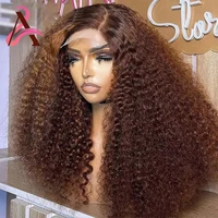 Perruque Lace Frontale HD Deep Wave en Cheveux Humains Chocolat Marron, Perruques Brésiliennes Remy en Cheveux Humains 13x4, Perruques Colorées Kinky Curly en Cheveux Humains 1