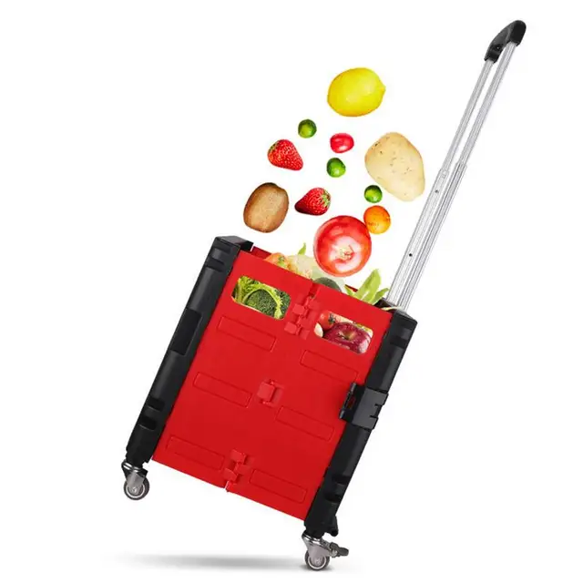 Összecsukható Gördülő Kosár Közüzemi Nagy Teherbírású Teleszkópos Fogantyúval Az Élelmiszerek Vásárlóirodája - Image 4