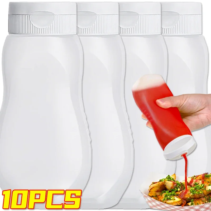 Storage Box 1/10PCS Sauces Squeeze Bottles with Lids PE Thickened Ketchup Salad Dressing Dispenser Liquid Storage Container for Kitchen Camp