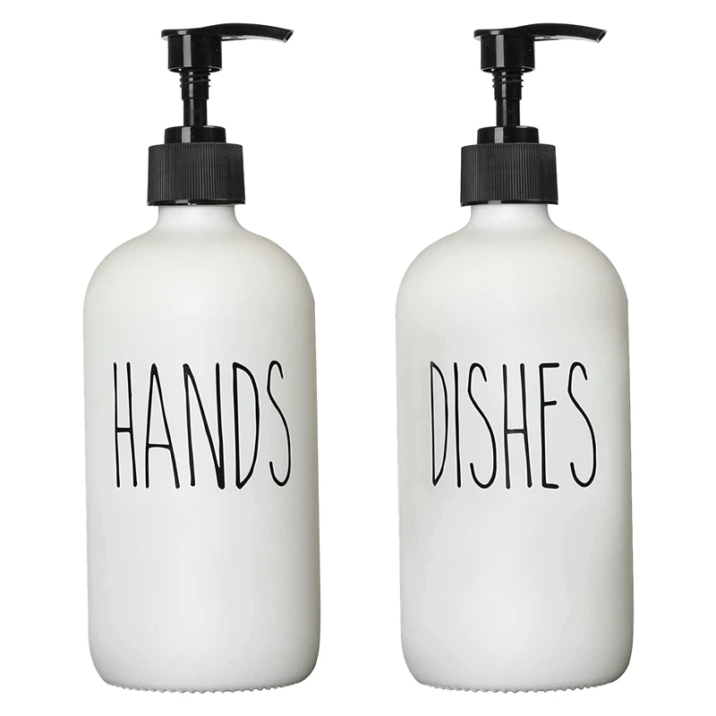 

New Soap Dispenser Set 2 Pack,Contains Dish Soap Dispenser And 16 Oz Glass Soap Dispenser With Pump