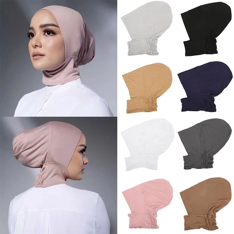 Muslim Inner Cap Hijab For Women Solid Underscarf Hijab Undercap Scarf