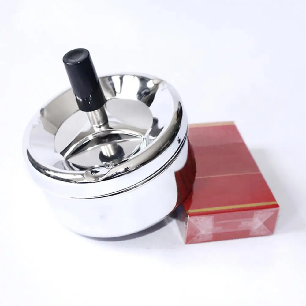 Windproof Creative Stainless Steel Rotation Lid Home Hotel Ashtray Smoker Gift