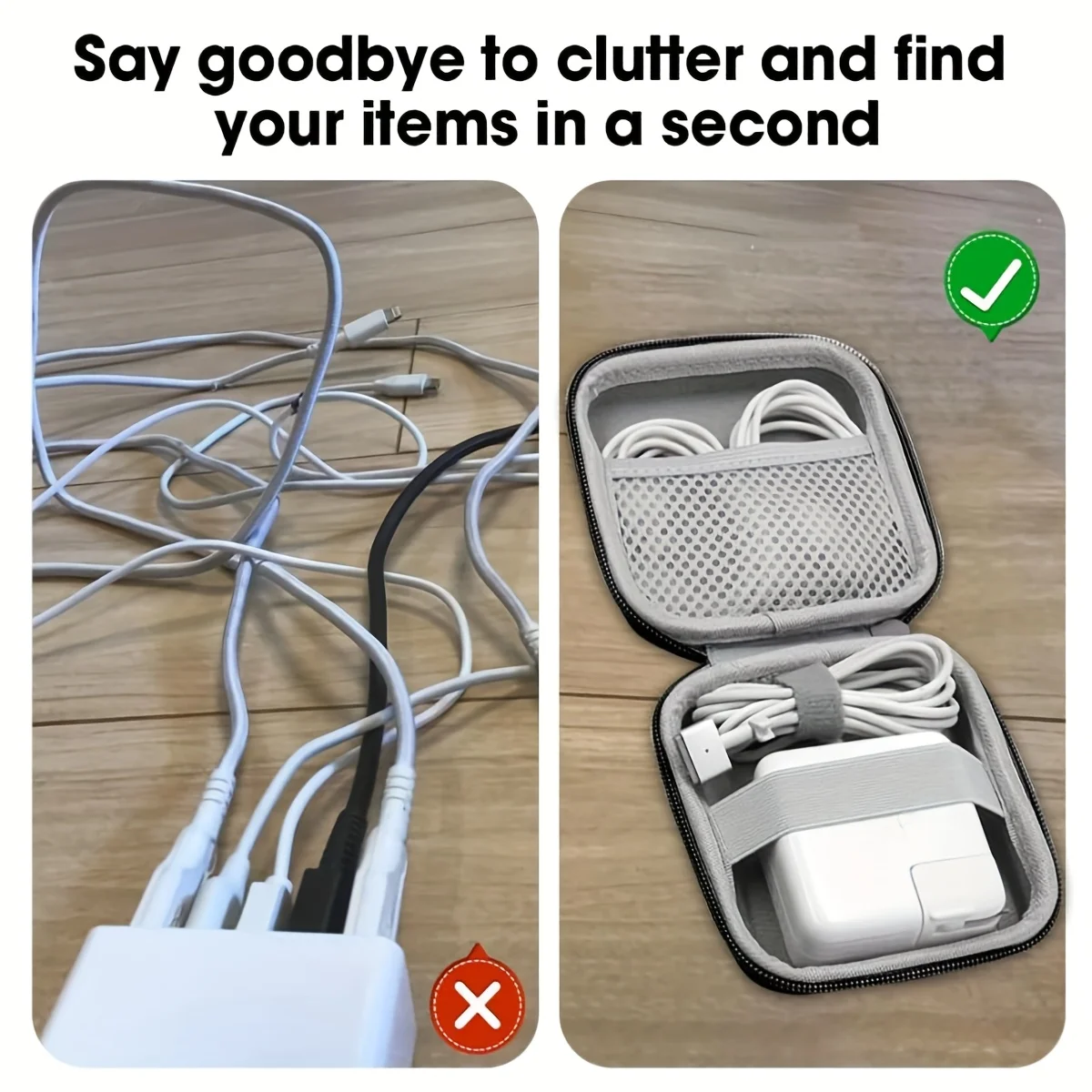Durable EVA Charger Case - Compact Protective Cover with Mesh Pocket