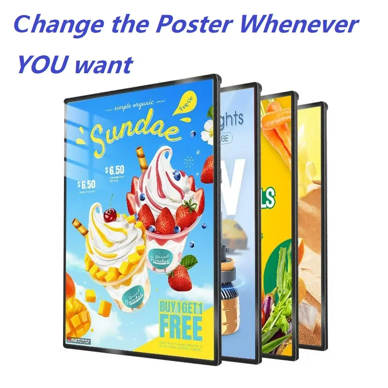 11.7x16.5 Ultra Thin LED Advertising Light Box Tempered Glass Panel Easy Poster Replacement Ideal for Cinemas Restaurants Retail