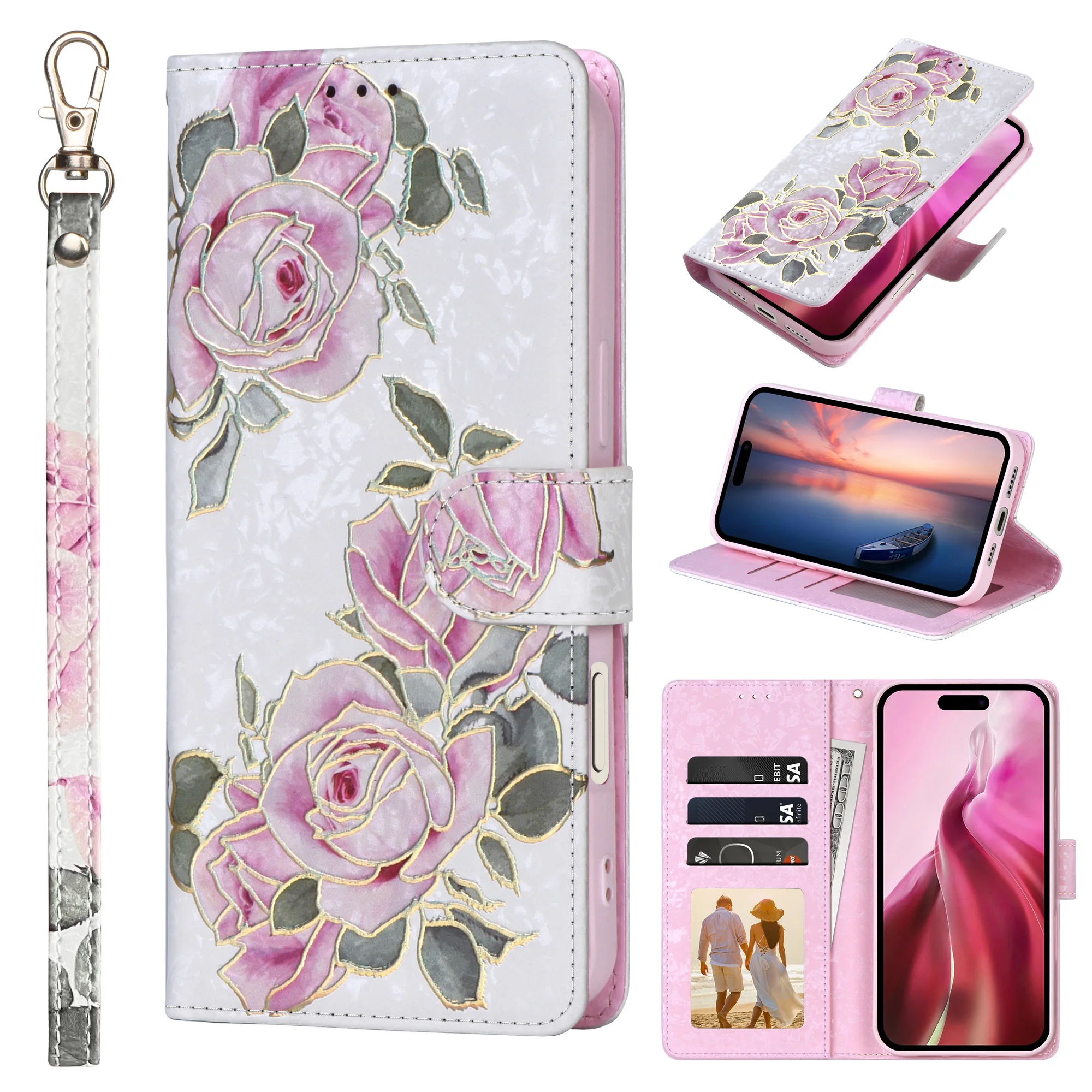 Floral Leather Wallet Phone Case