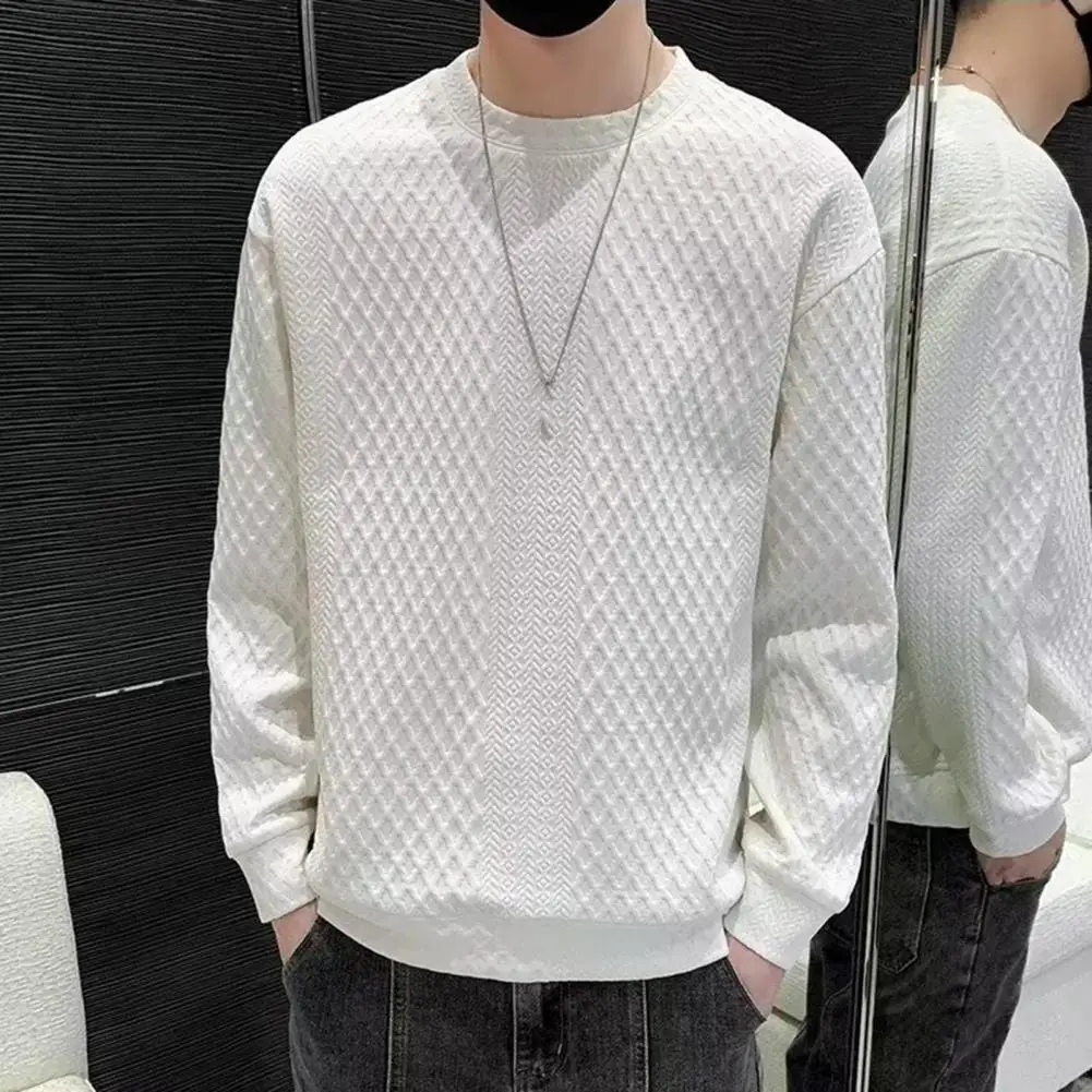 Men Solid Color Sweater Men Sweater Thick Knitted Men's Winter with Round Neck Long Sleeve Soft Pullover with for Autumn