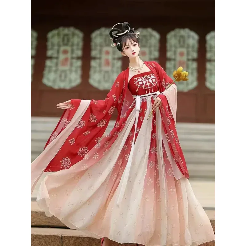 

Chinese Hanfu Dress for Women, Traditional Elegant Floral Embroidery Princess Dresses, Oriental Fairy Cosplay Stage Dance Costum