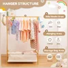 Kids Clothing Rack with Storage Box, Dress up Rack, Child Garment Rack with Hanging Rods, Small and Foldable, Bamboo (Natural) 6