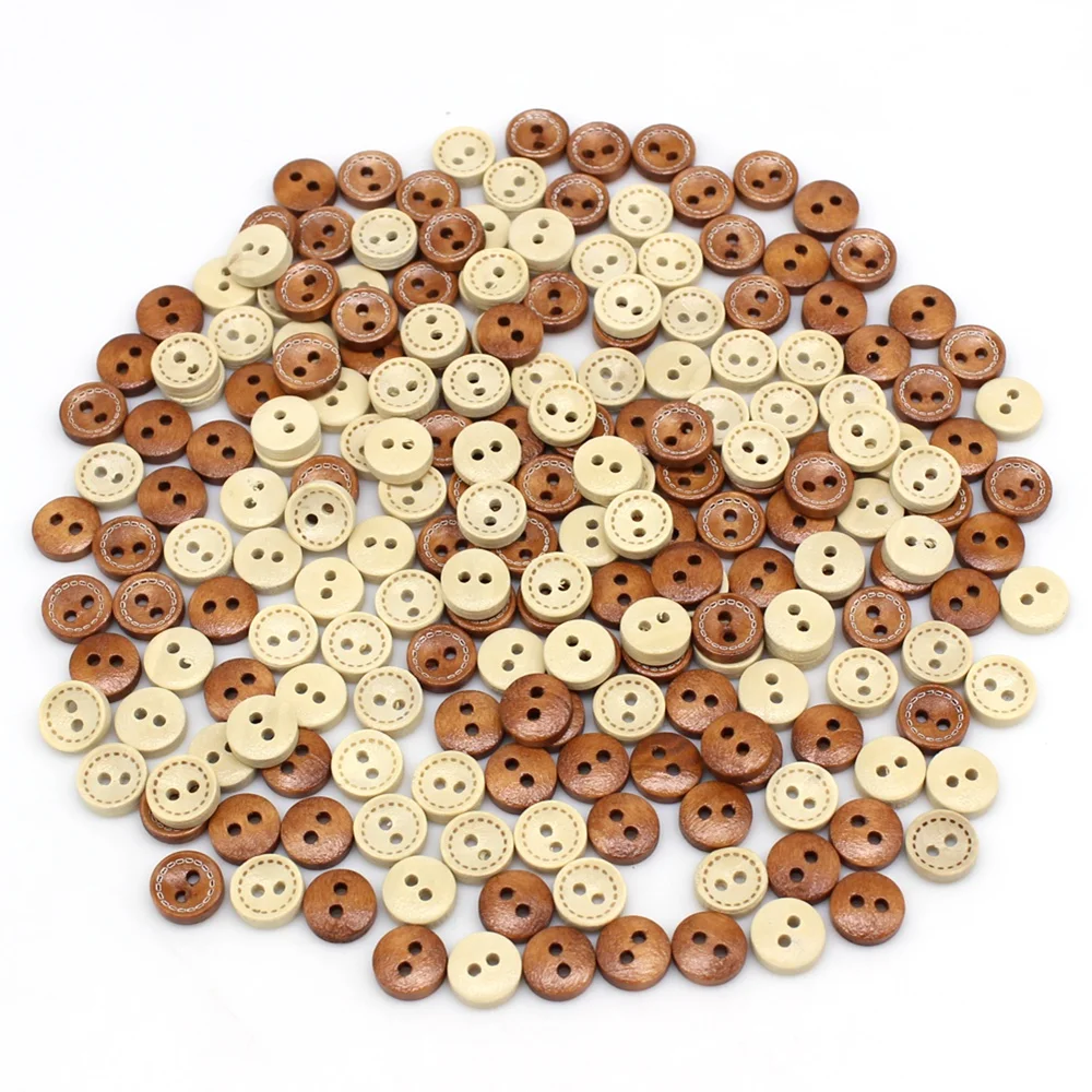 30-100PCS Multi Sizes Round Buttons Mixed Wooden Buttons Natural Color  4-Holes Scrapbooking DIY Sewing