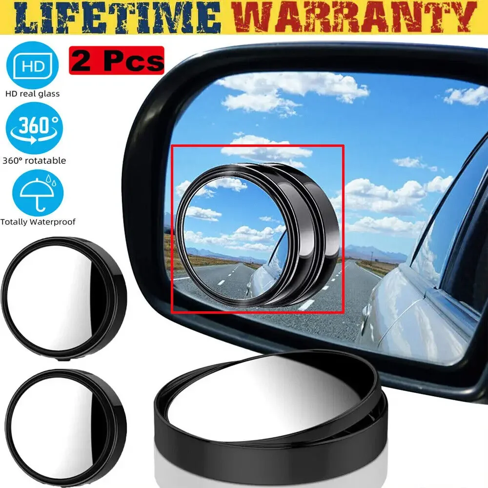 

2Pcs/Set Blind Spot Mirrors Round HD Glass Convex 360° Degree Adjustable Small Round Side Rear View Reverse Auxiliary Mirror